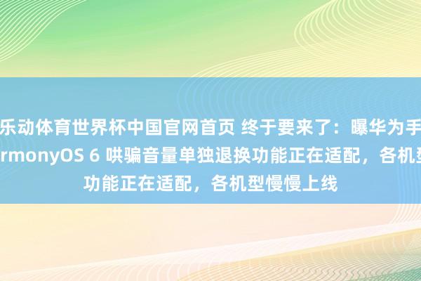 乐动体育世界杯中国官网首页 终于要来了：曝华为手机鸿蒙 HarmonyOS 6 哄骗音量单独退换功能正在适配，各机型慢慢上线