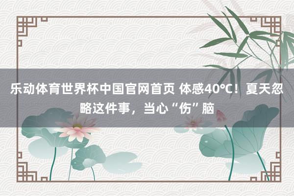 乐动体育世界杯中国官网首页 体感40℃！夏天忽略这件事，当心“伤”脑