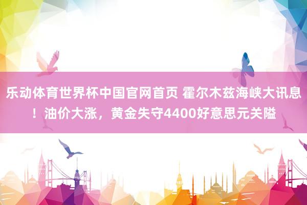 乐动体育世界杯中国官网首页 霍尔木兹海峡大讯息！油价大涨，黄金失守4400好意思元关隘
