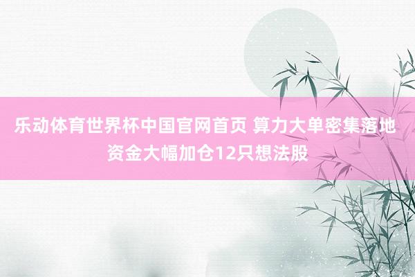 乐动体育世界杯中国官网首页 算力大单密集落地 资金大幅加仓1