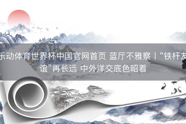 乐动体育世界杯中国官网首页 蓝厅不雅察丨“铁杆友谊”再长远 中外洋交底色昭着